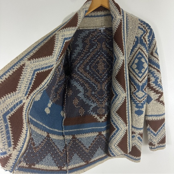 Charlotte Russe Openfront Boho Cardigan Sweater Cotton Blend Brown Blue XS - Picture 5 of 8